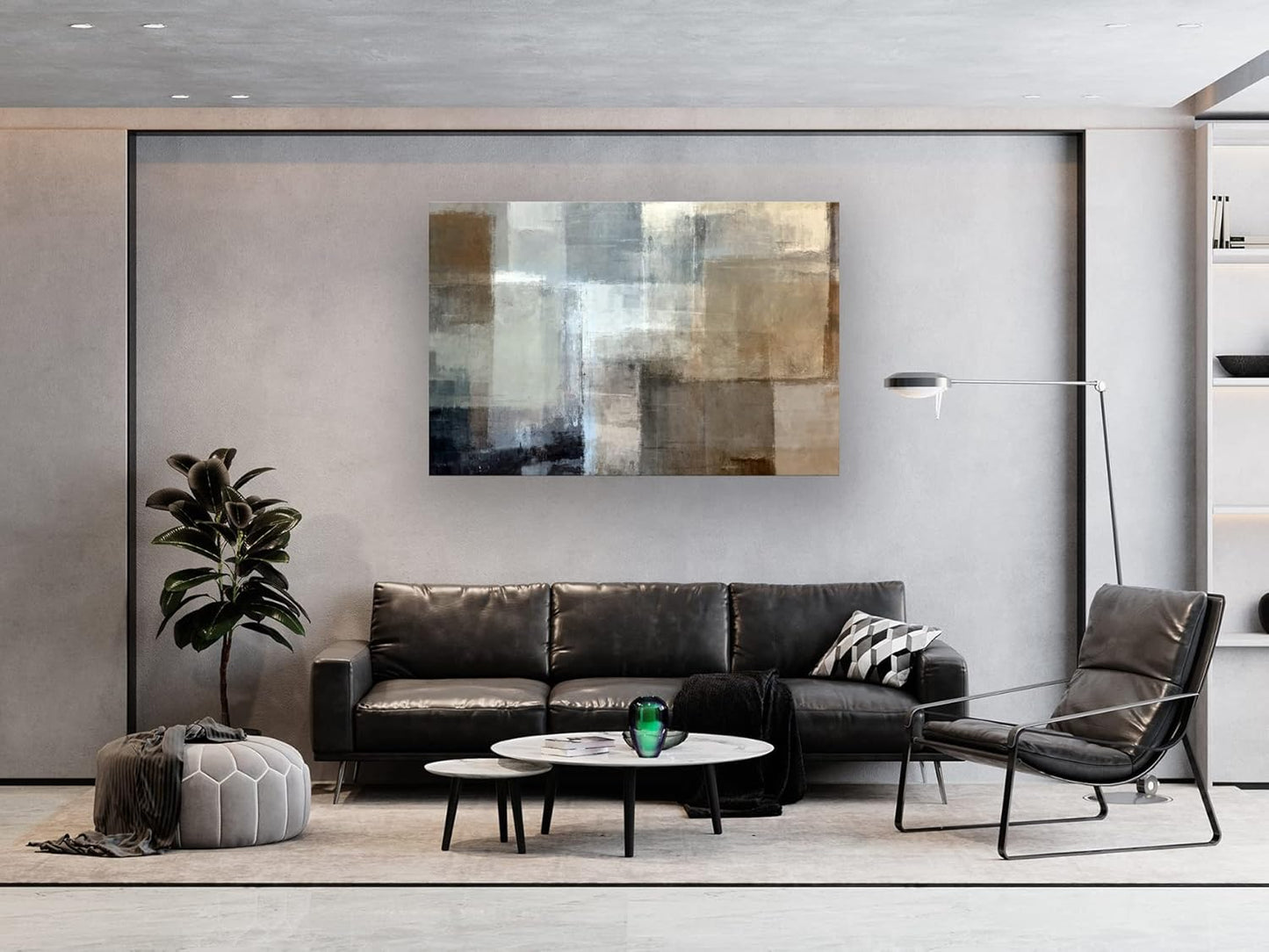 Baisuart A61269 Canvas Prints Abstract Wall Art Print Paintings Grey and Brown Stretched Canvas Wooden Framed for Living Room Bedroom and Office Home Decor Artwork XLarge 24x36inch