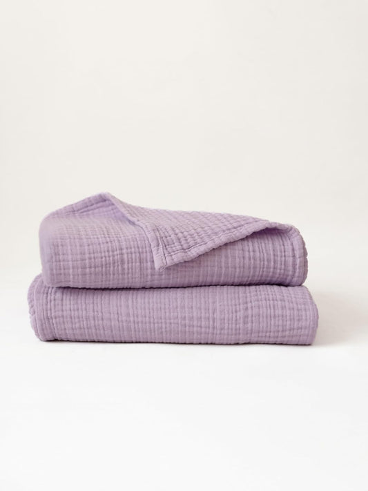 Muslin Bath Towels Pack of 2-32"x67" Inch Large Size, 100% Turkish Cotton, Thin, Soft, Quick-Dry, Lint-Free, Muslin Bathroom Towels (Lilac, Pack of 2 Bath Towels)