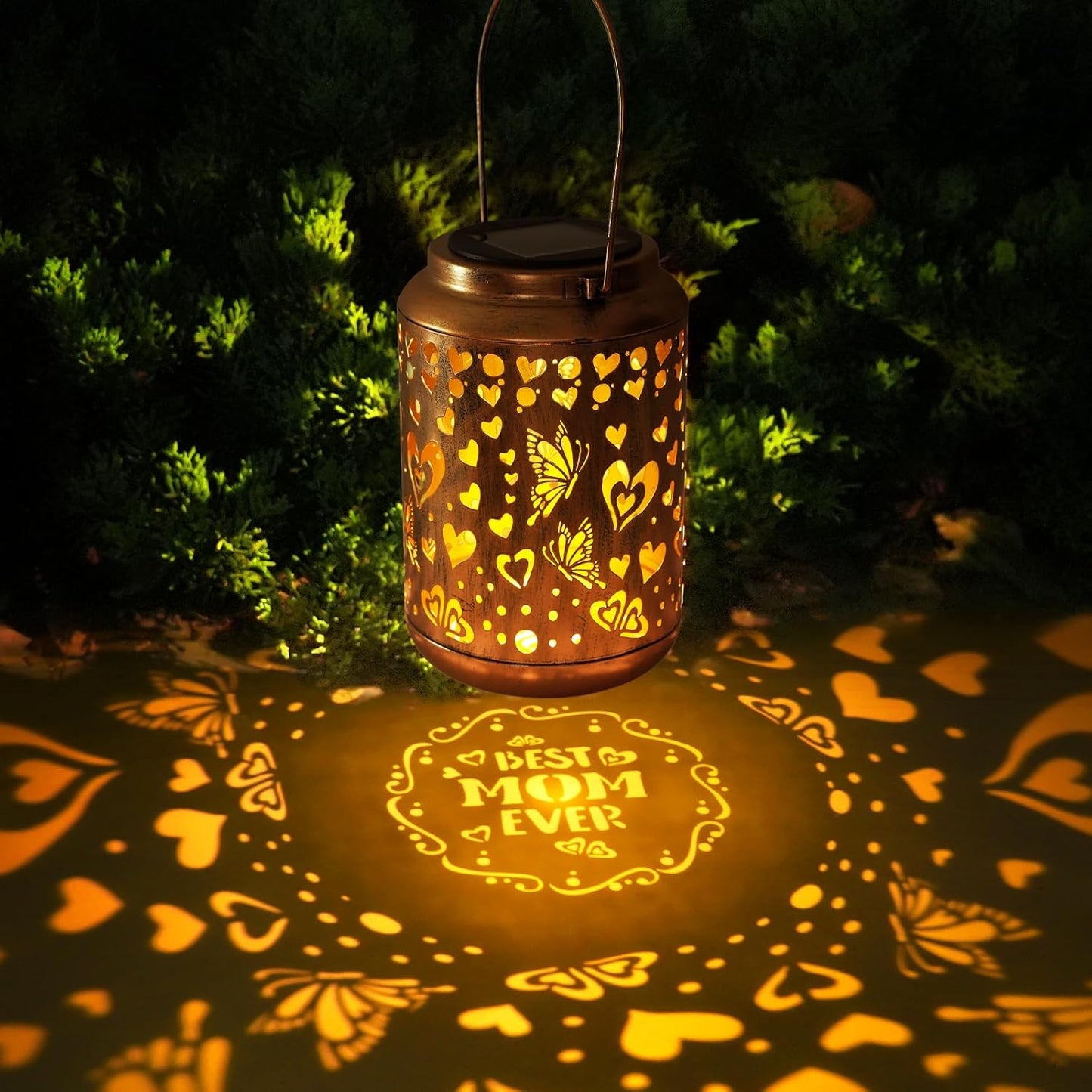Solar Lanterns Outdoor, Love Mom Lantern Garden Decor Waterproof Decor Light Hanging Solar Lights Yard Decor, Gifts for Women, Gifts for Mom, Gifts for Grandma