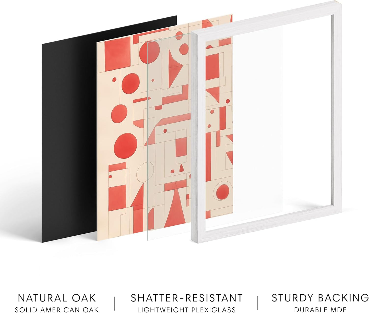 HAUS AND HUES Red Geometric Art Print with White Oak Frame 8x10