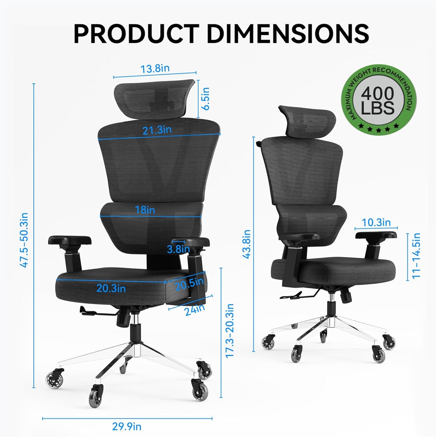 Ergonomic Office Chair, Black high-Back Office Chair, Lumbar Support Office Chair Suitable for Home Reading, Business Meetings and Home Office.