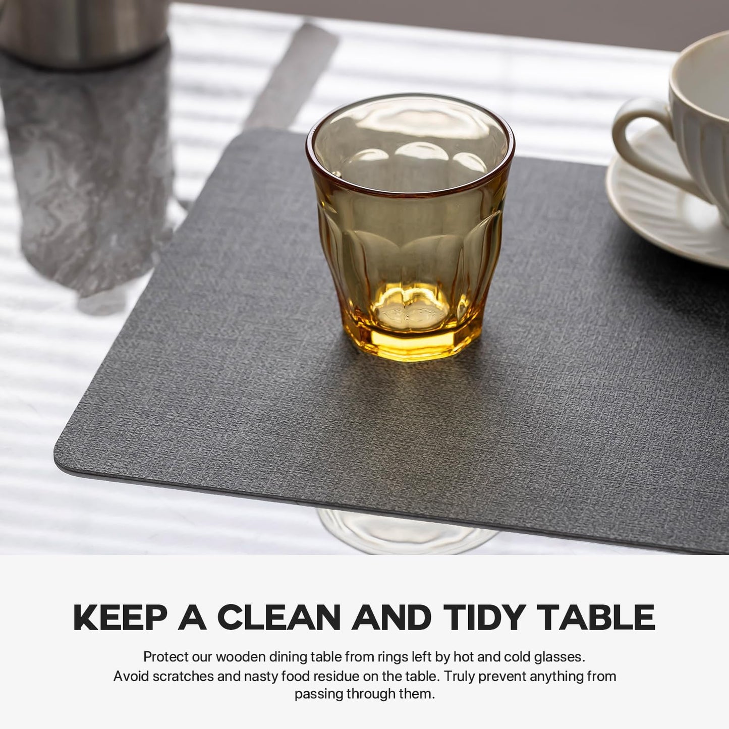 Faux Leather Placemats Set of 6 Vinyl Washable Wipeable Table Mats for Kitchen Dining Table Heat Resistant Waterproof Modern Indoor/Outdoor Placemats Non-Slip Easy Clean Place Mats (Midnight)