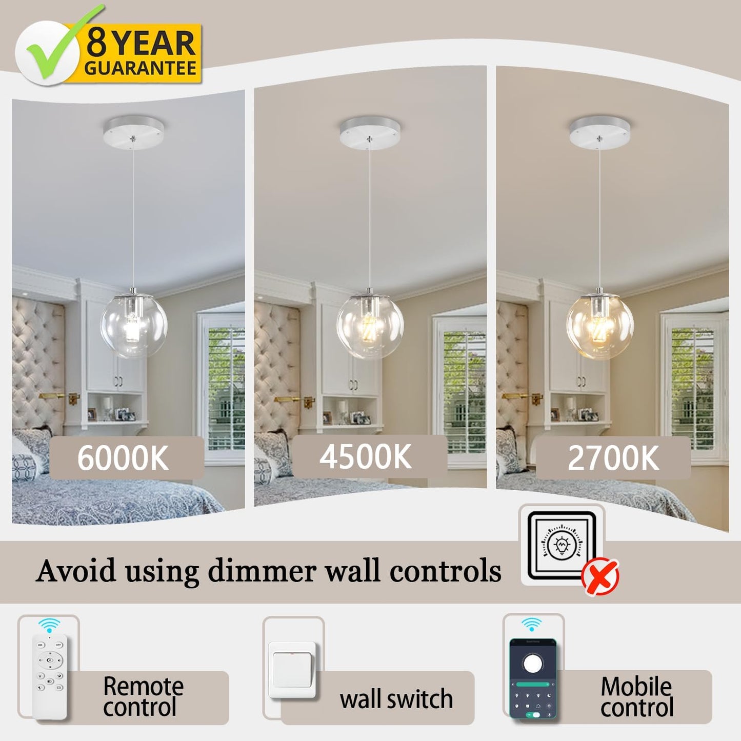 1 Light Globe Pendant Light for Kitchen Island Silver Pendant Light Fixtures with Clear Glass Globe Hanging Lights for Bedroom,Hallway,Bar