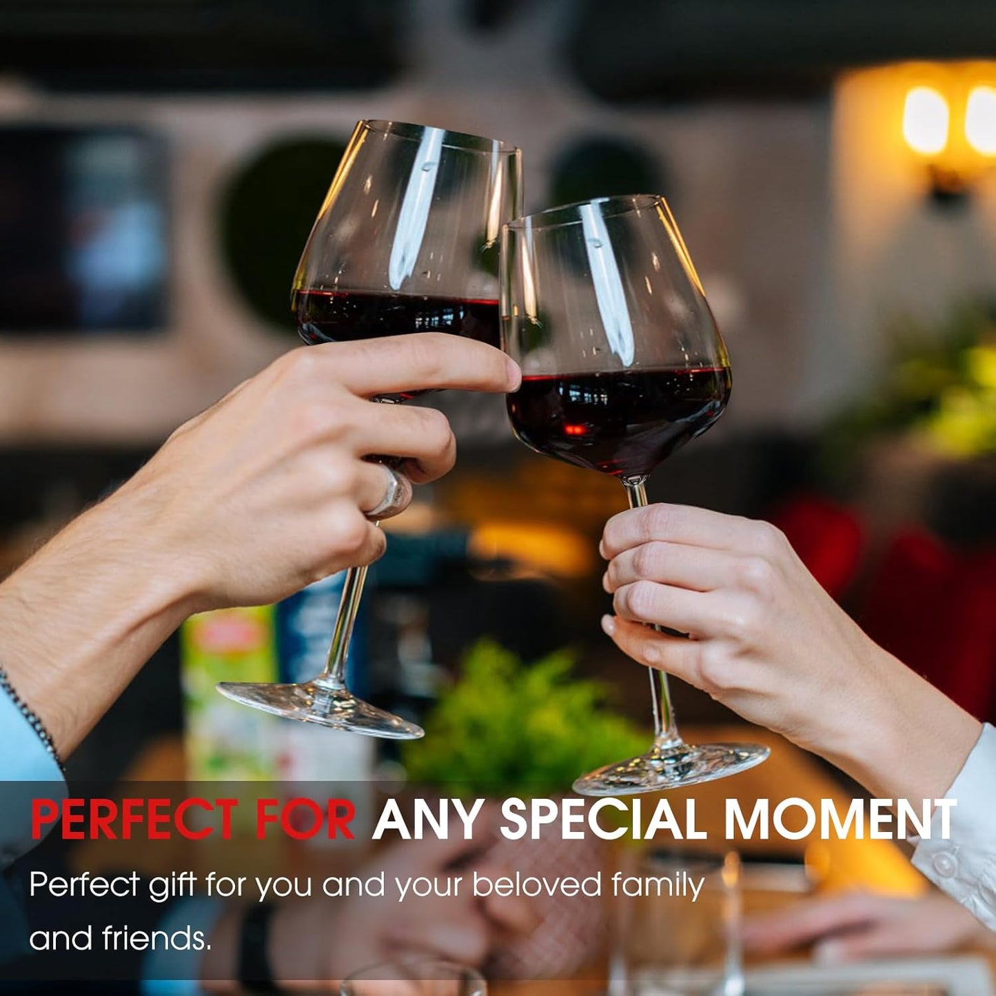 Red Wine Glasses Set of 4, 24oz Large Wine Glasses, Hand Blown Crystal, Ultra-Thin Rim, Long Stem, Lightweight, Ideal Gift for Wine Tasting, Mother's Day, Wedding, Anniversary, Birthday