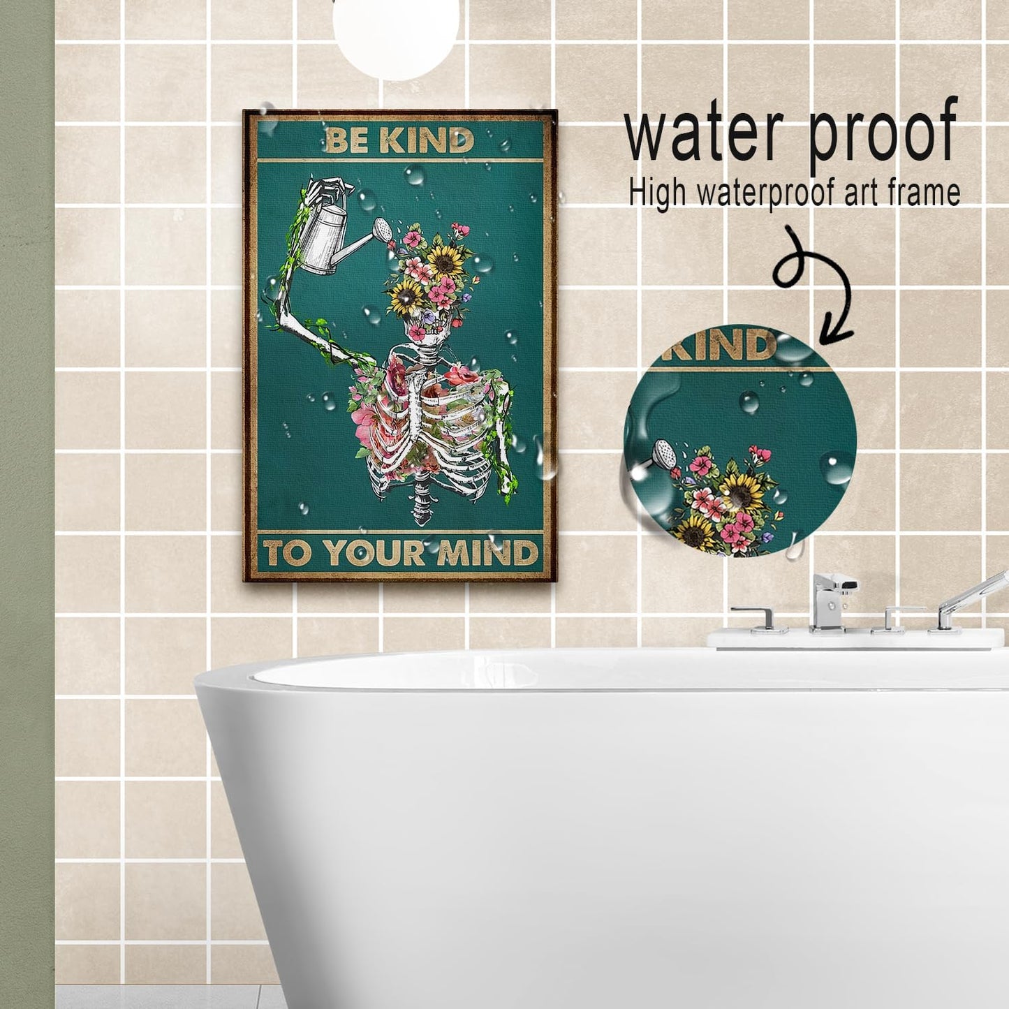 DIHSIEG Inspirational Canvas Wall Art Funny Bathroom Wall Art Print Poster, Frameless Canvas Decor,with Hook, Can be Placed on the Table,Motivational Prints,Dark 12x16 Inch