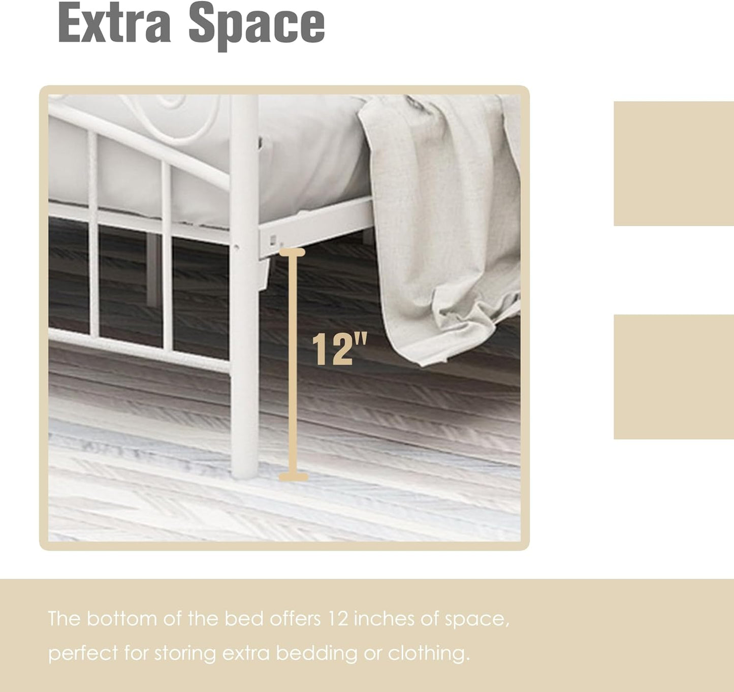 Full Size Canopy Bed Frame Four-Poster Metal Platform Bed with Headboard and Footboard Sturdy Heavy Duty Steel Slat Support No Box Spring Needed White