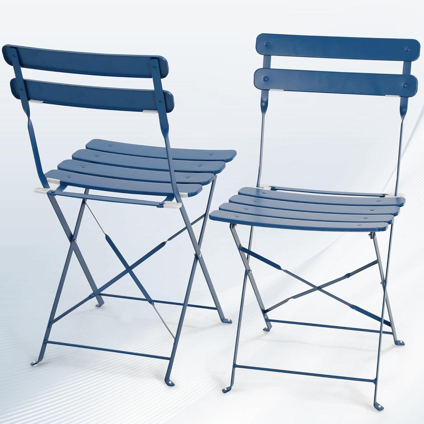 Kromax Outdoor 3 Piece Patio Bistro Set, Folding Bistro Table and 2 Folding Chairs, Patio Conversation Furniture Set, Space Saving, Blue