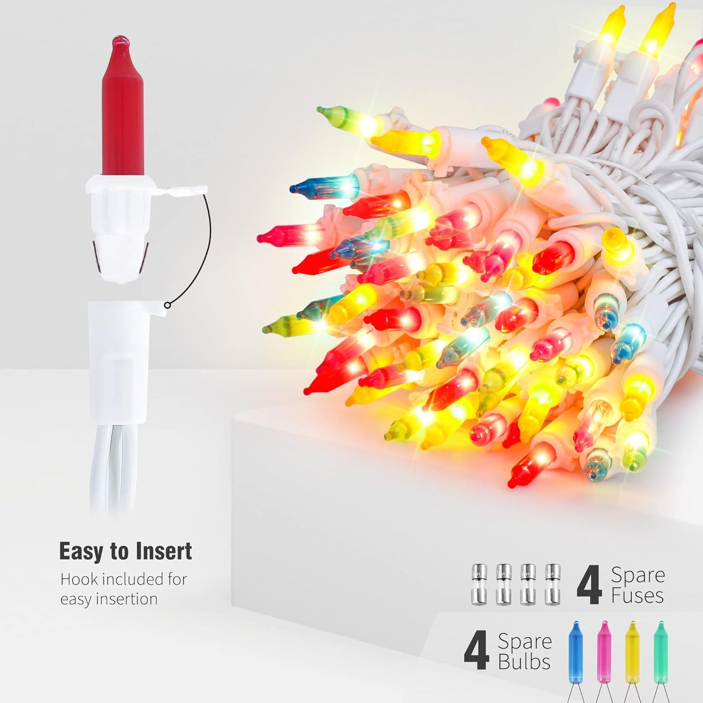 Hopolon 2PACK 50Count Easter String Lights,Christmas Lights Plug in,13FT Incandescent Pastel Mini Light White Wire for Indoor Outdoor Spring Patio Party Yard Garden Bedroom Tree Decor,Multicolor