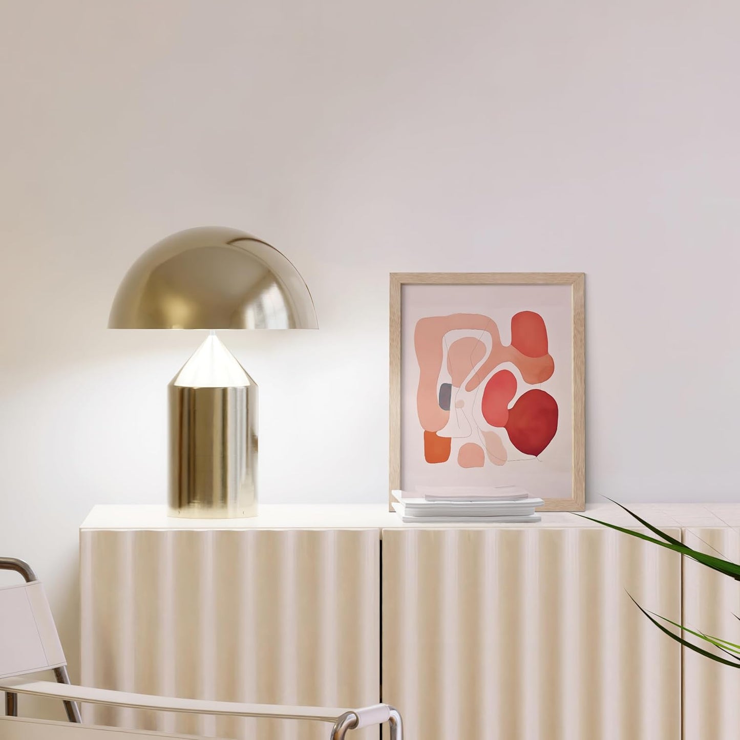 HAUS AND HUES Pink Abstract Shapes Art Print with Natural Oak Frame 8x10