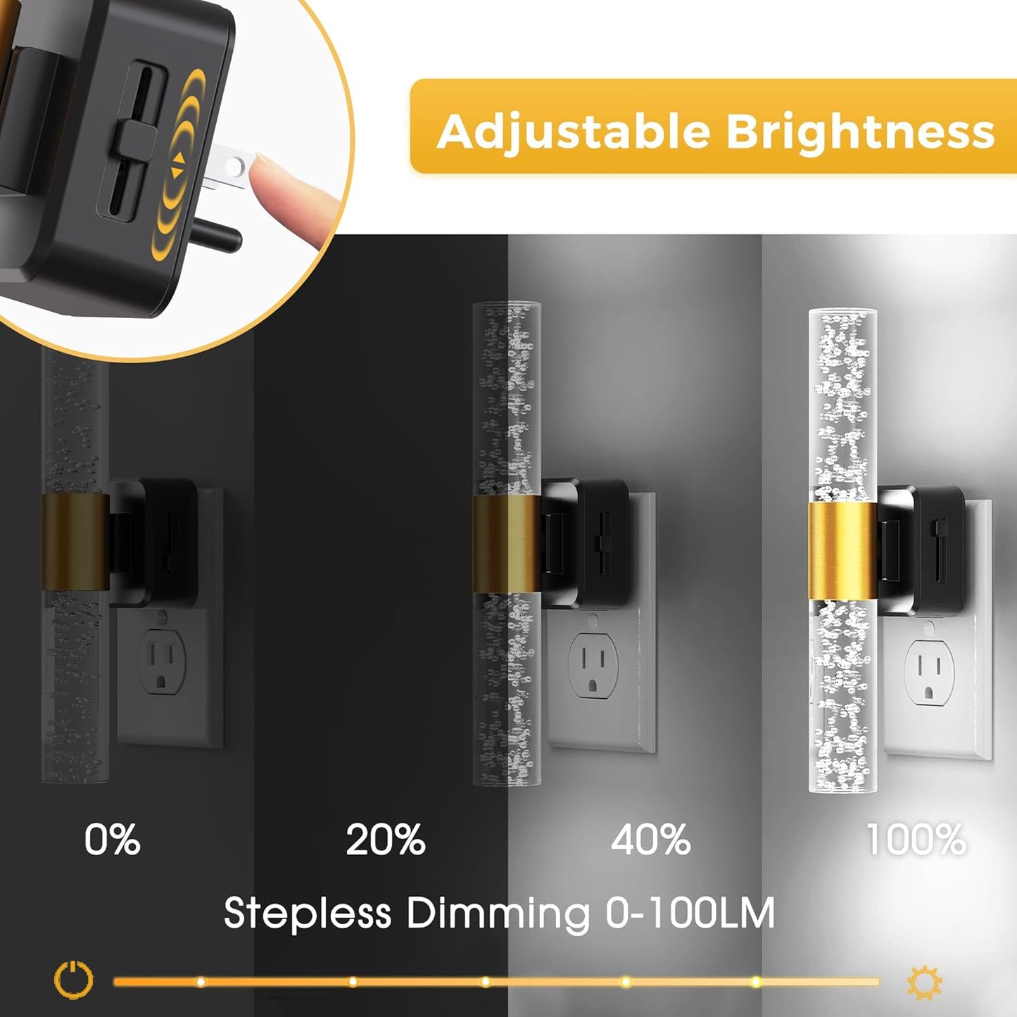 L LOHAS LED Bright Night Light, Night Lights Plug into Wall, 180° Rotating, Daylight White 5000K, Auto Light Sensor, Dimmable Nightlights for Bedroom Bathroom Hallway, 2 Pack