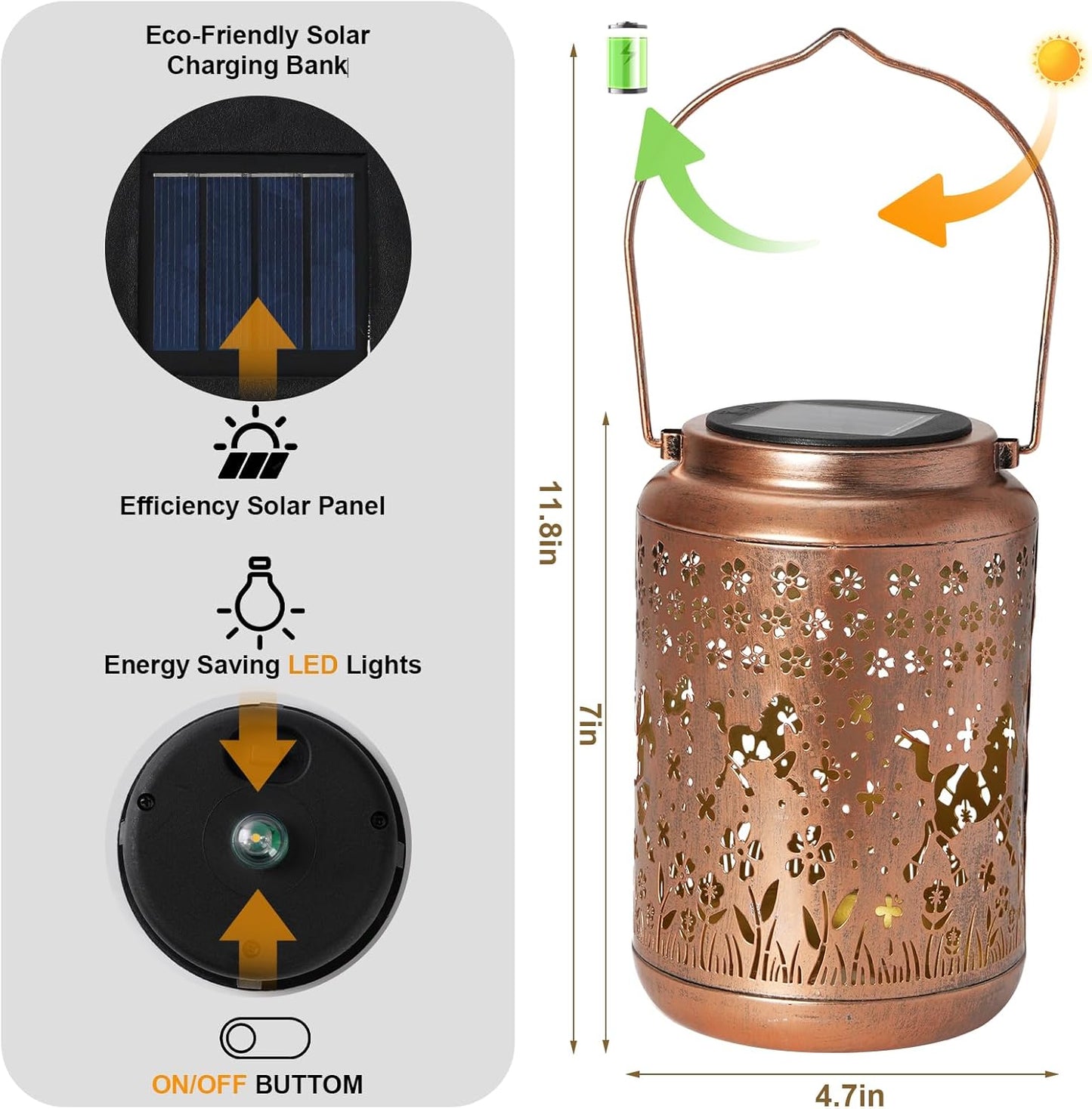 Horse Solar Lantern Outdoor Horse Decor Garden Decor Waterproof Decor Light Hanging Solar Lights Yard Decor, Gifts for Women Gifts for Mom Gifts for Grandma Horse Gifts