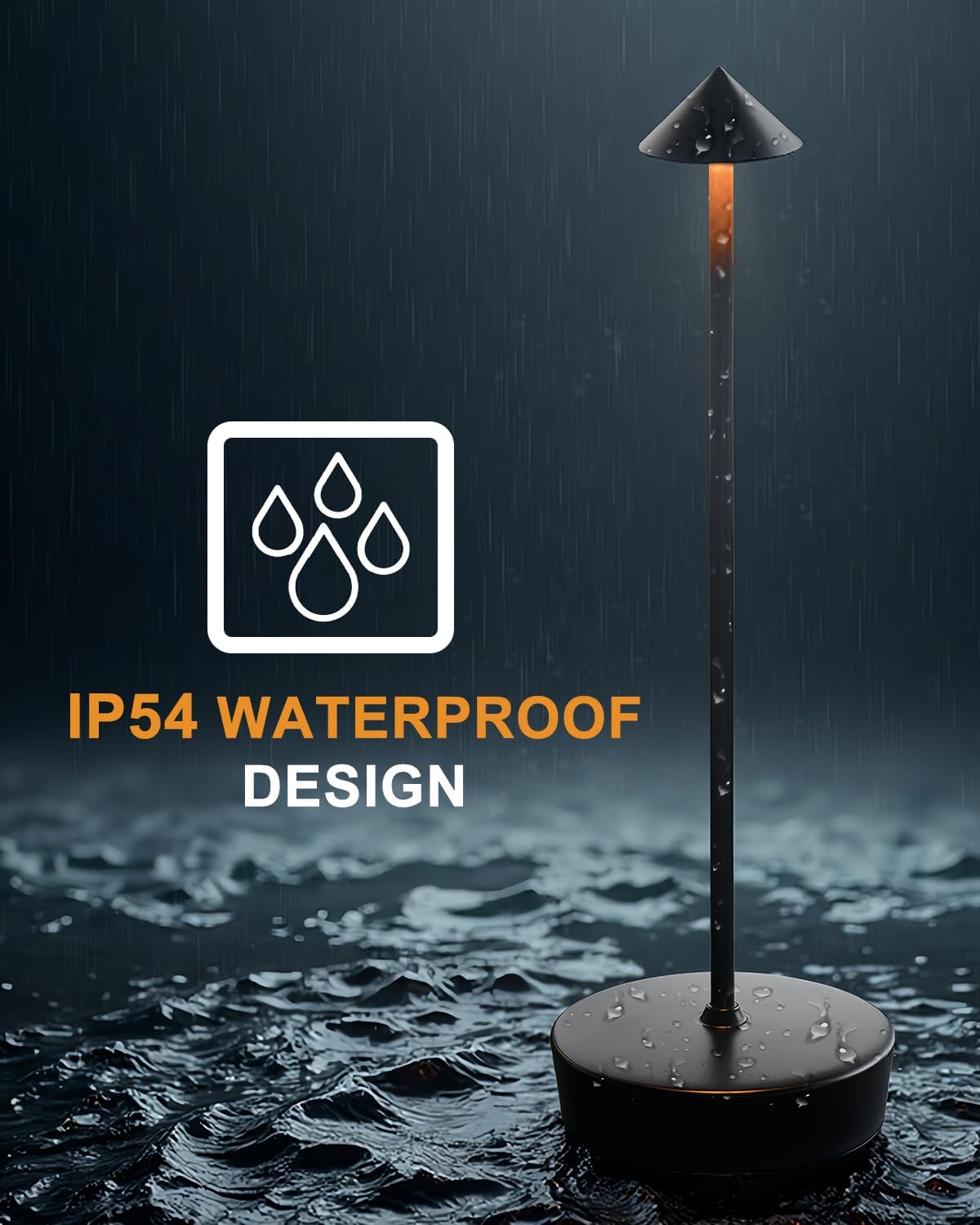 2 Packs Black Cordless Rechargeable Table Lamp 7200mAh Portable Touch Control LED Waterproof Table Lamp for Bar Bedroom Reading