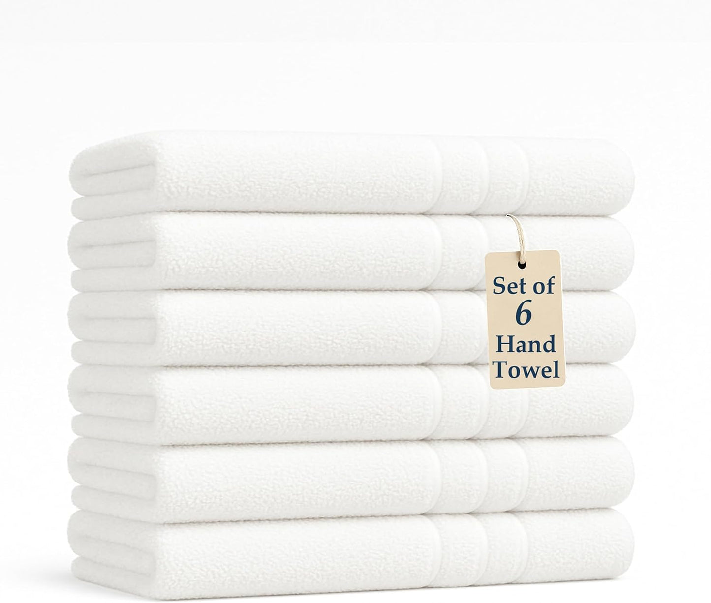 Casa Platino 6 Pack Hand Towels (16"x28") - Spa & Hotel Quality - 100% Ring Spun Cotton - Quick Dry, Ultra Soft & Absorbent - Used for Salon, Gym, Bathroom, Beauty - Pre Shrunk - White Hand Towels Set