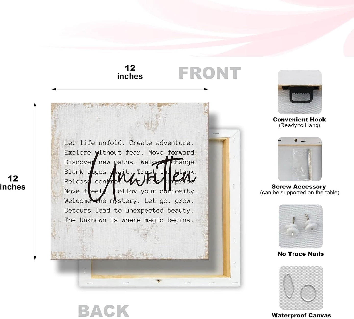 Inspirational Gifts for Women Men Canvas Wall Art Framed Painting Prints Wall Decor Motivational Decorative Mental Health Decorations for Framhouse Home Decor Office Accessories,11.8x11.8 Inch