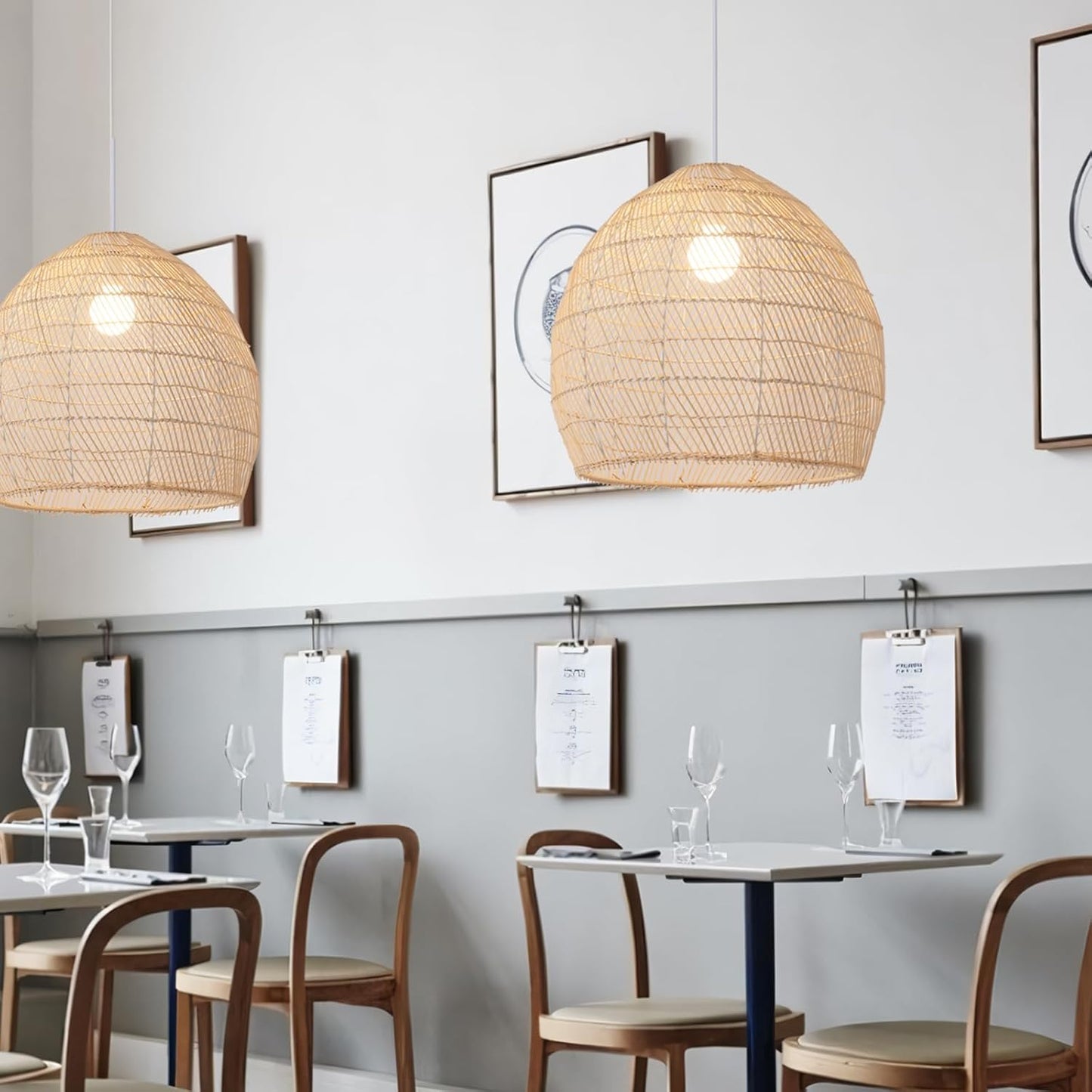 1-Light Rattan Pendant Light,13.78" Hand-Woven Bamboo Rattan Hanging Light Wicker Chandelier for Kitchen Island Restaurant Craft Room Farmhouse