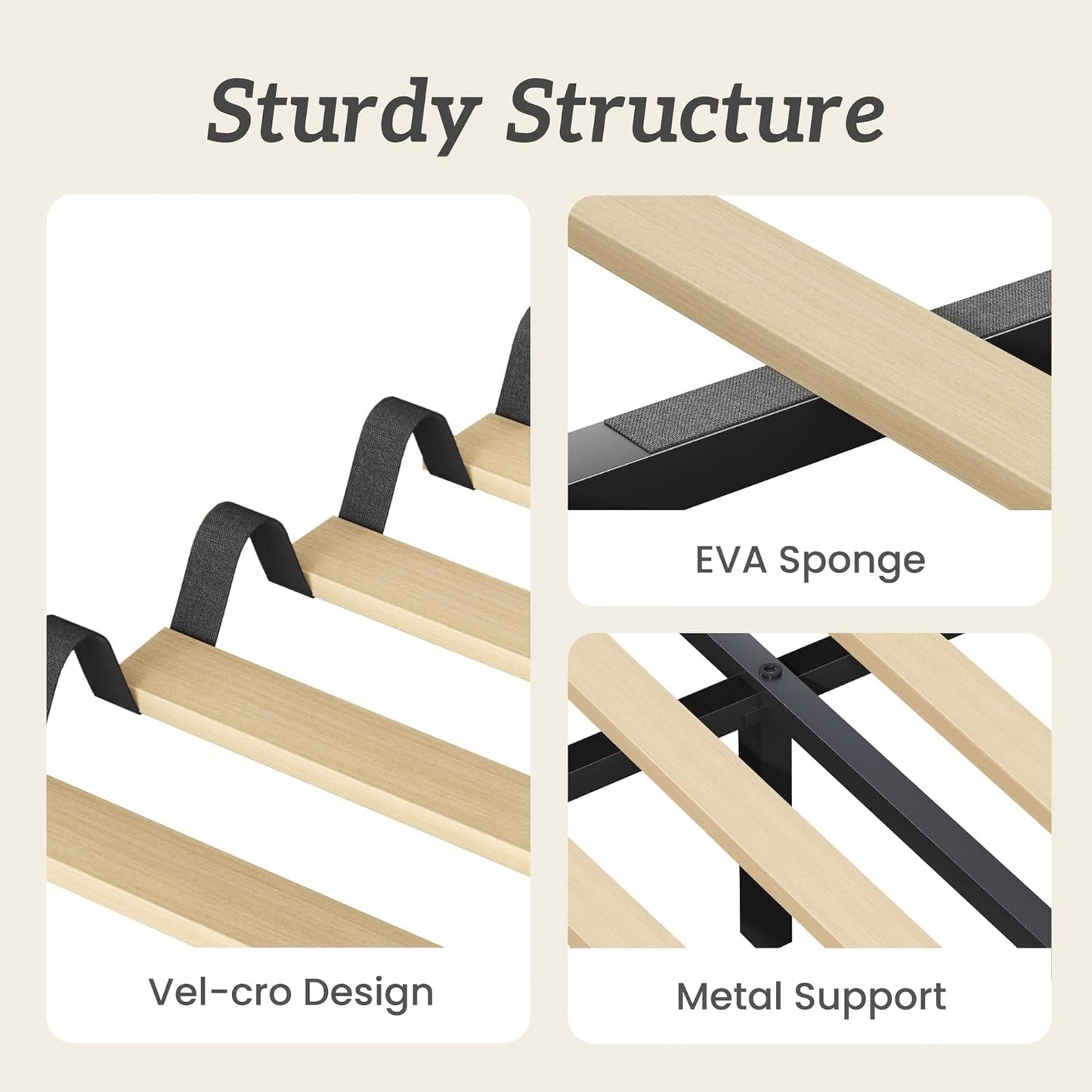 Queen Bed Frame, Platform Bed Frame with Velvet Upholstered Headboard, No Box Spring Needed, Sturdy Metal Support, Noise Free, Easy Assembly, Modern Bedroom Furniture, Beige