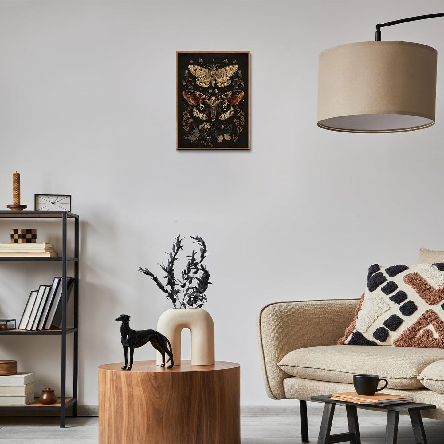 Djmwtb Vintage Framed Wall Art Moth Canvas Wall Art Prints Gothic Paintings Botanical Aesthetic Pictures Wall Decor Artwork for Living Room Bedroom Bathroom Office 16x24in