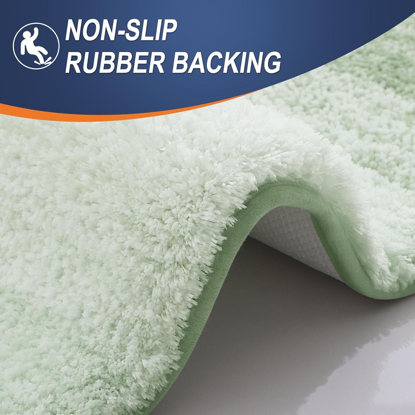 OLANLY Bathroom Rug Set 2 Piece, Soft Absorbent Microfiber Bath Mats and U-Shaped Contour Toilet Rug, Non-Slip, Machine Wash Dry, Plush Shaggy Bath Mats for Bathroom (30"x20"+24"x20", Sage Green)