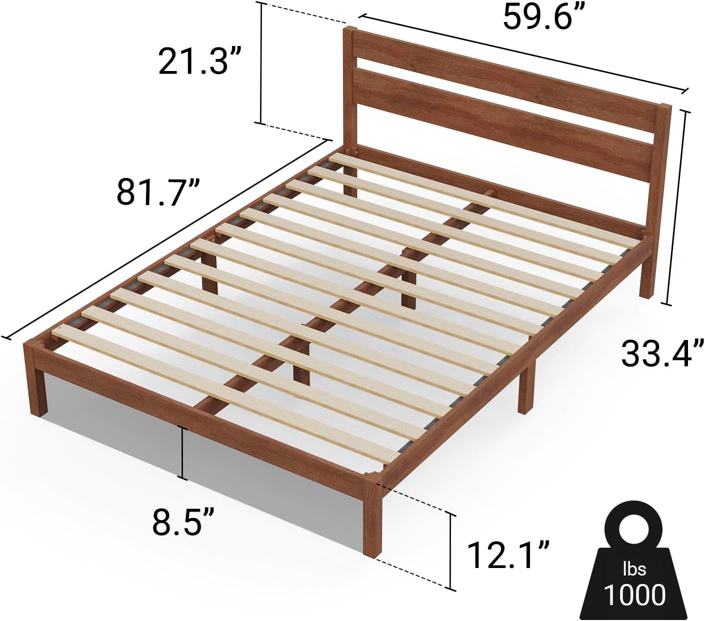 LIFEMENT Classic Wood Platform Bed Frame with Headboard, Essential, Noise Free, Under Bed Storage, No Box Spring Needed, Easy Assembly (Cherry, Queen (U.S. Standard))