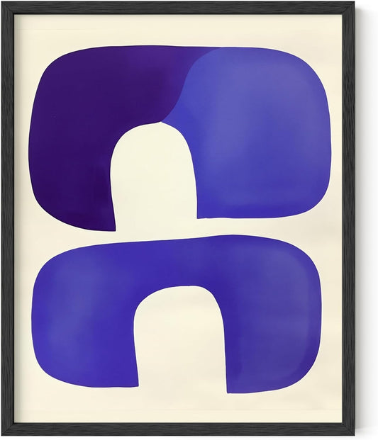 HAUS AND HUES Modern Abstract Wall Art - Blue and Green Living Room Art, Modern Artwork for Walls, Minimalist Picture for Living Room(Blue Tribal Shapes, Unframed, 8x10)