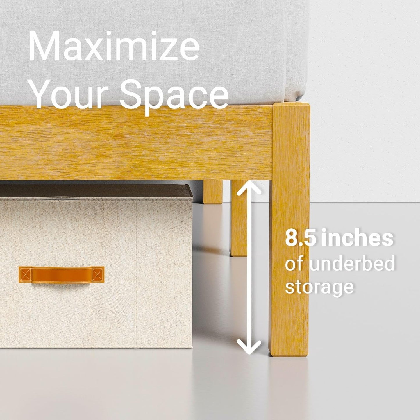 LIFEMENT Classic Wood Platform Bed Frame with Headboard, Essential, Noise Free, Under Bed Storage, No Box Spring Needed, Easy Assembly (Natural, Full)