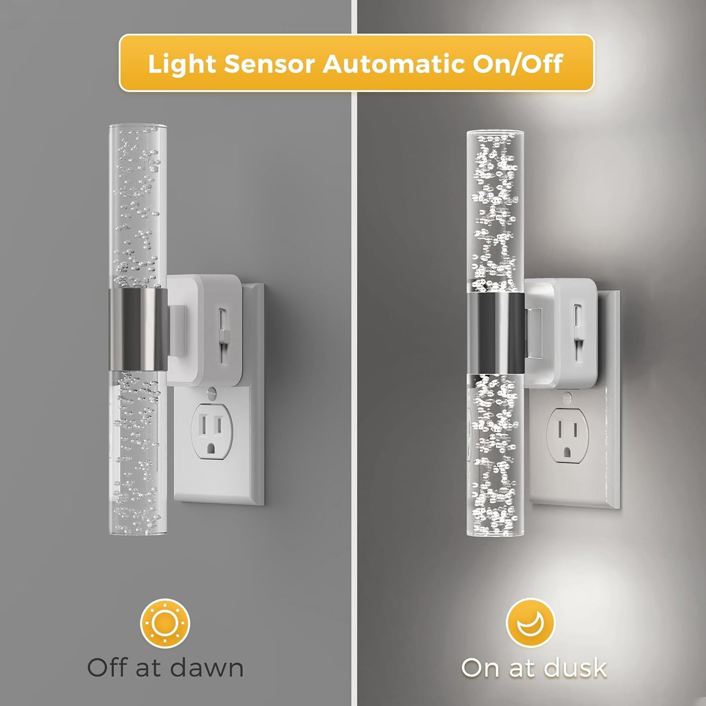 L LOHAS LED Bright Night Light, Night Lights Plug into Wall, 180° Rotating, Auto Light Sensor, Daylight White 5000K, Dimmable Nightlights for Bedroom Bathroom Hallway, 2 Pack