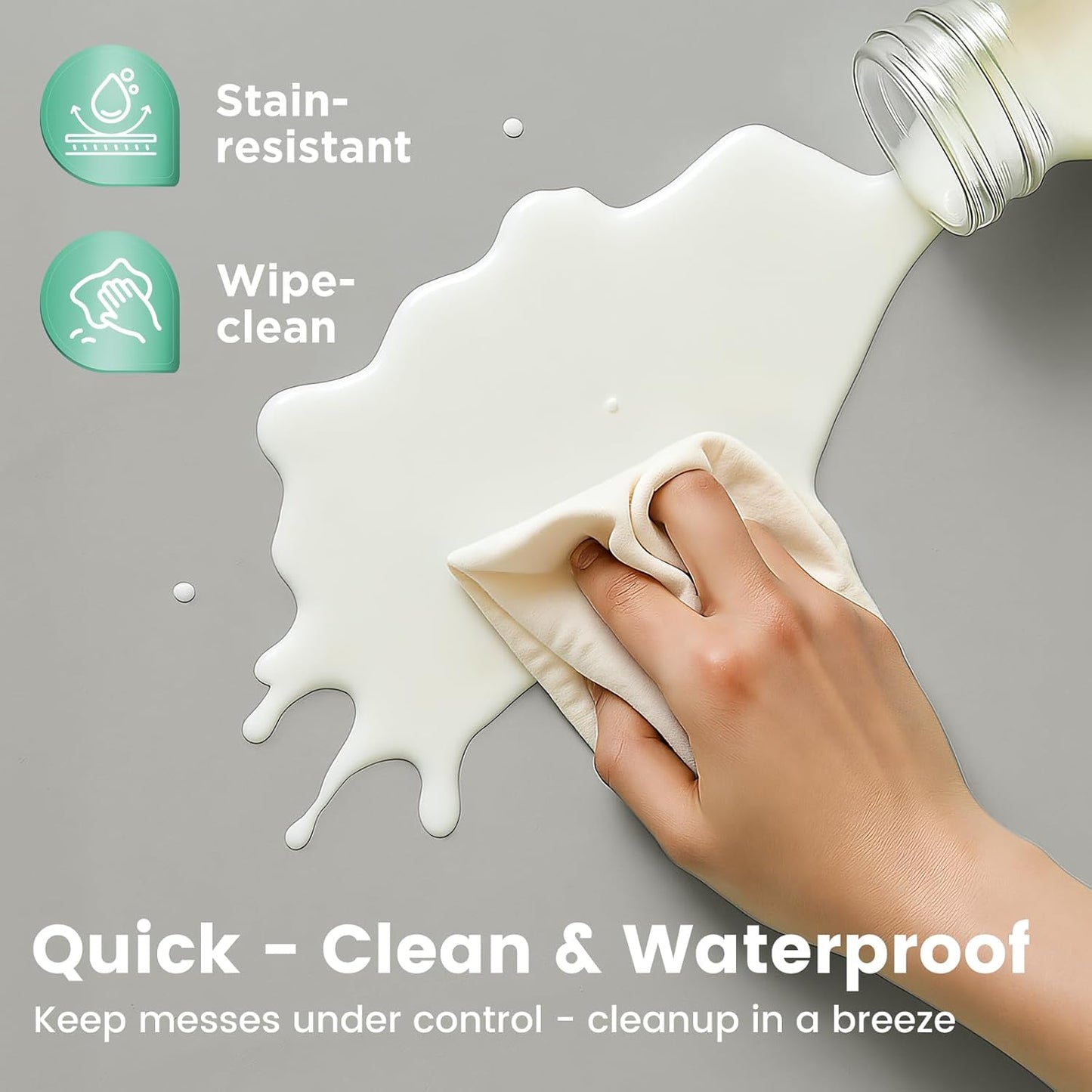 Inaya Baby Play Mat Vegan Leather 50x50”, Waterproof - Wipeable, Soft and Thick Foam Cushioned Floor Mat for Babies and Toddlers, Ideal for Crawling, Tummy Time, Playpen & Diaper Change, Stylish Grey