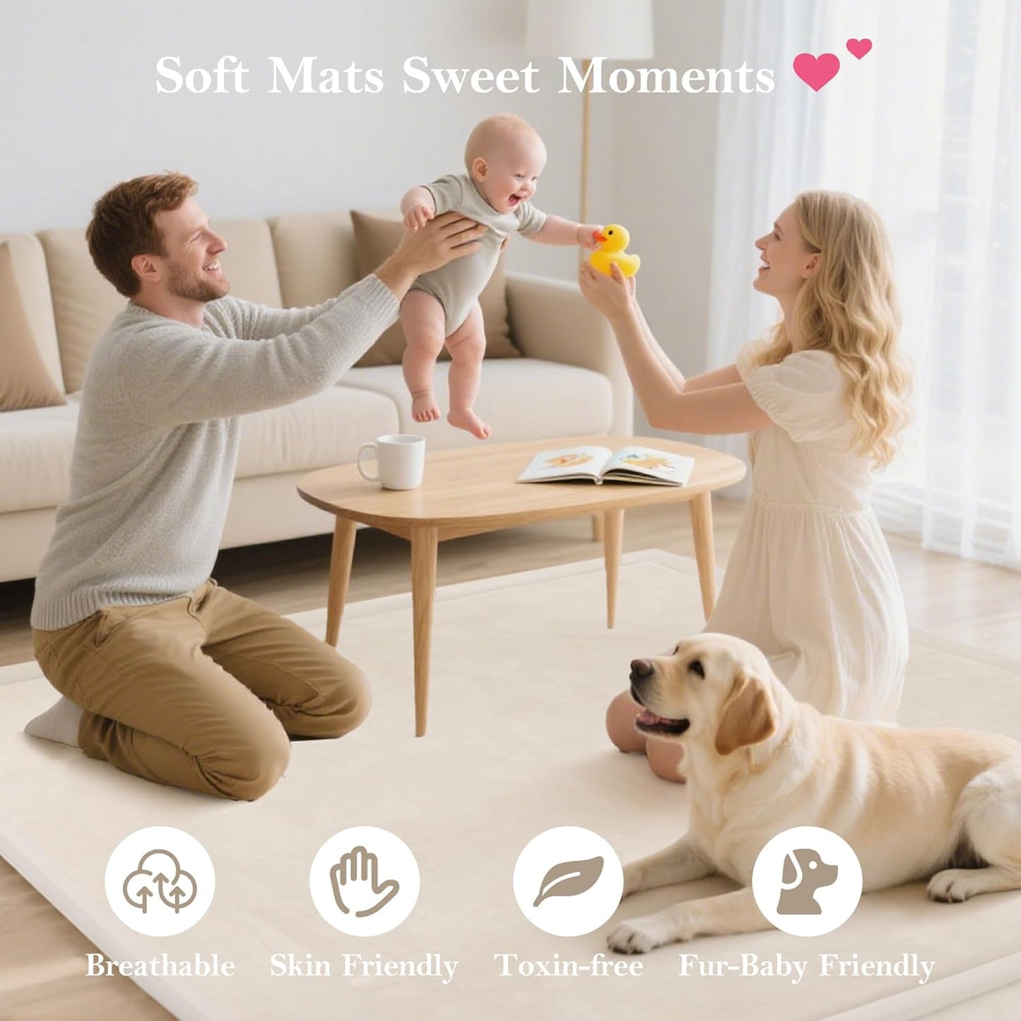 Baby Play Mat for Floor, 1.3"Thick Extra Large Cushioning Memory Foam Playpen Mat, Soft Coral Velvet Baby Crawling Mat with Non-Slip Backing (Dark Blue, 79"×118"×1.3")