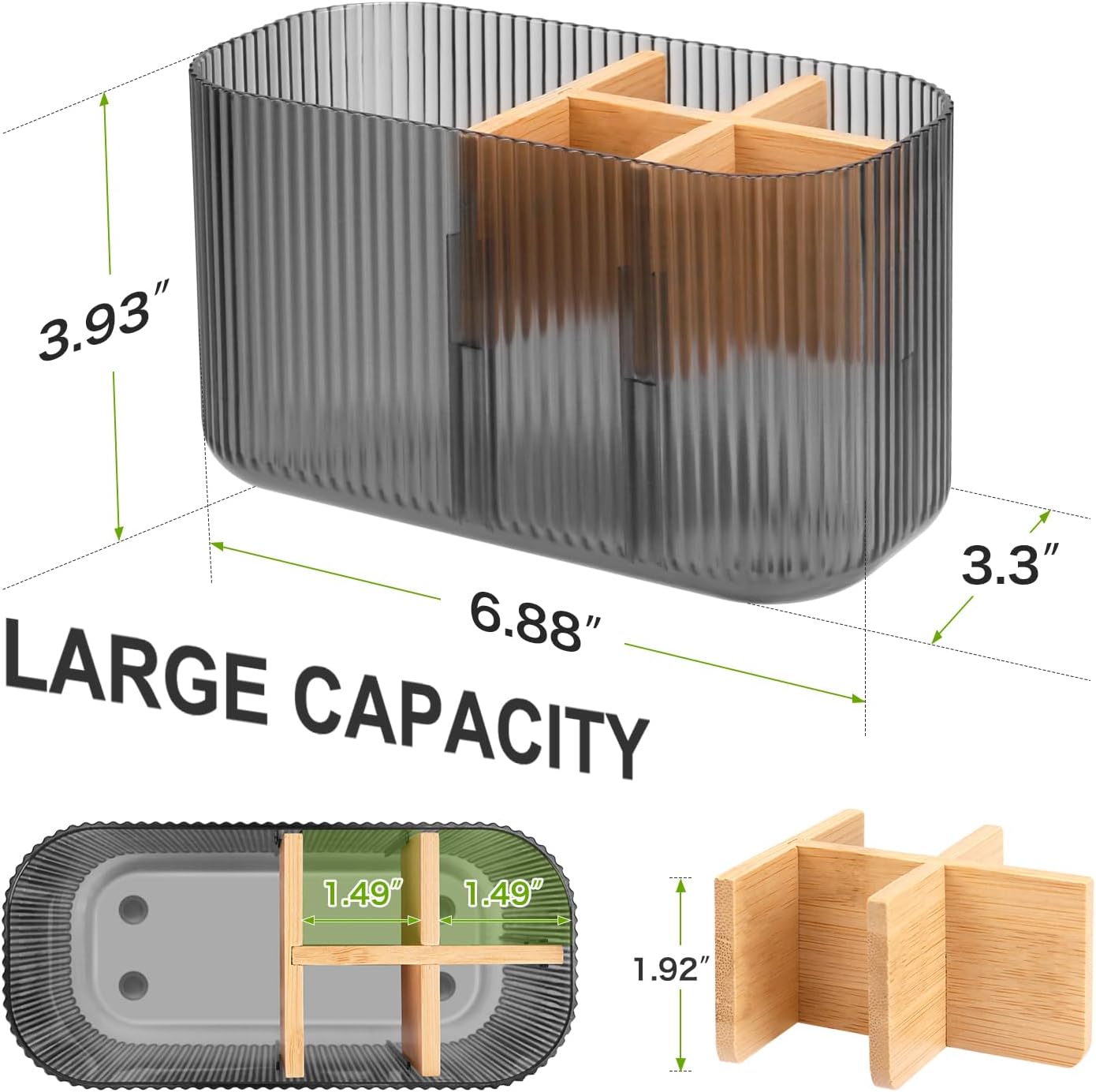 Black Bathroom Accessories - 5 Slots Toothbrush Holders for Bathrooms Sink Organizer Countertop Kids Bathroom Storage Caddy Decor