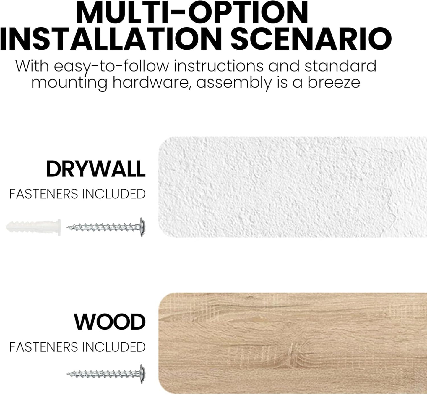 Fun Memories Floating Shelves for Wall Decor, 55"x8" Rustic Reclaimed Wood Shelves, Heavy-Duty Wall Mounted Shelves with Invisible Brackets for Living Room, Bedroom, Kitchen, Natural Finish