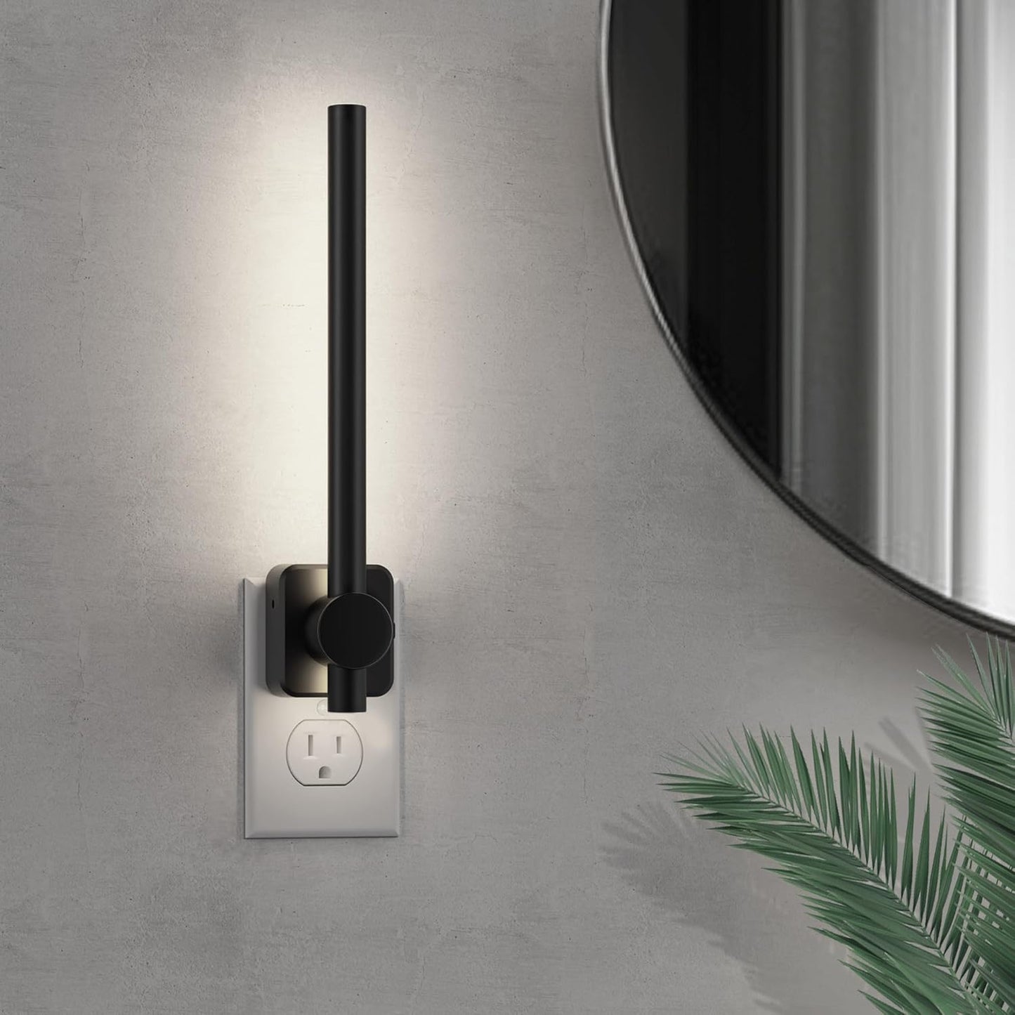 L LOHAS LED Night Light, 2 Pack Dimmable Night Lights Plug into Wall 0-200LM, Dusk to Dawn Sensor, 2W Bathroom Night Lights, Daylight 5000K, Modern Black Plug in Nightlight for Mirror Restroom