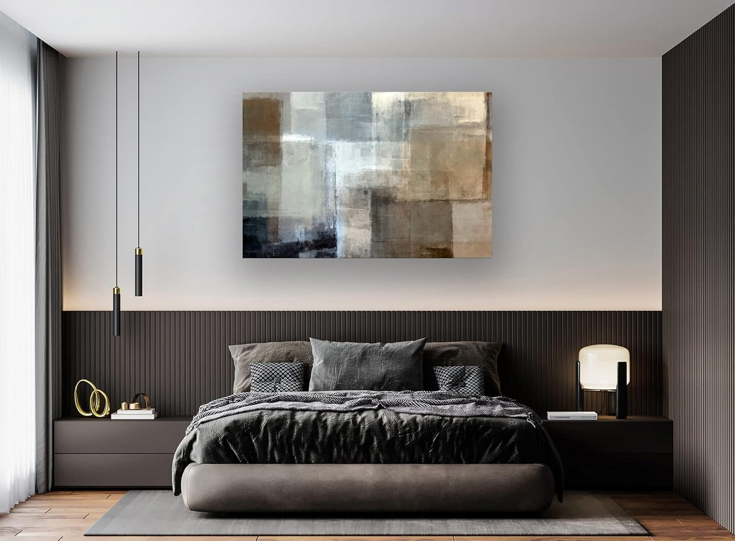 Baisuart A61269 Canvas Prints Abstract Wall Art Print Paintings Grey and Brown Stretched Canvas Wooden Framed for Living Room Bedroom and Office Home Decor Artwork XLarge 24x36inch
