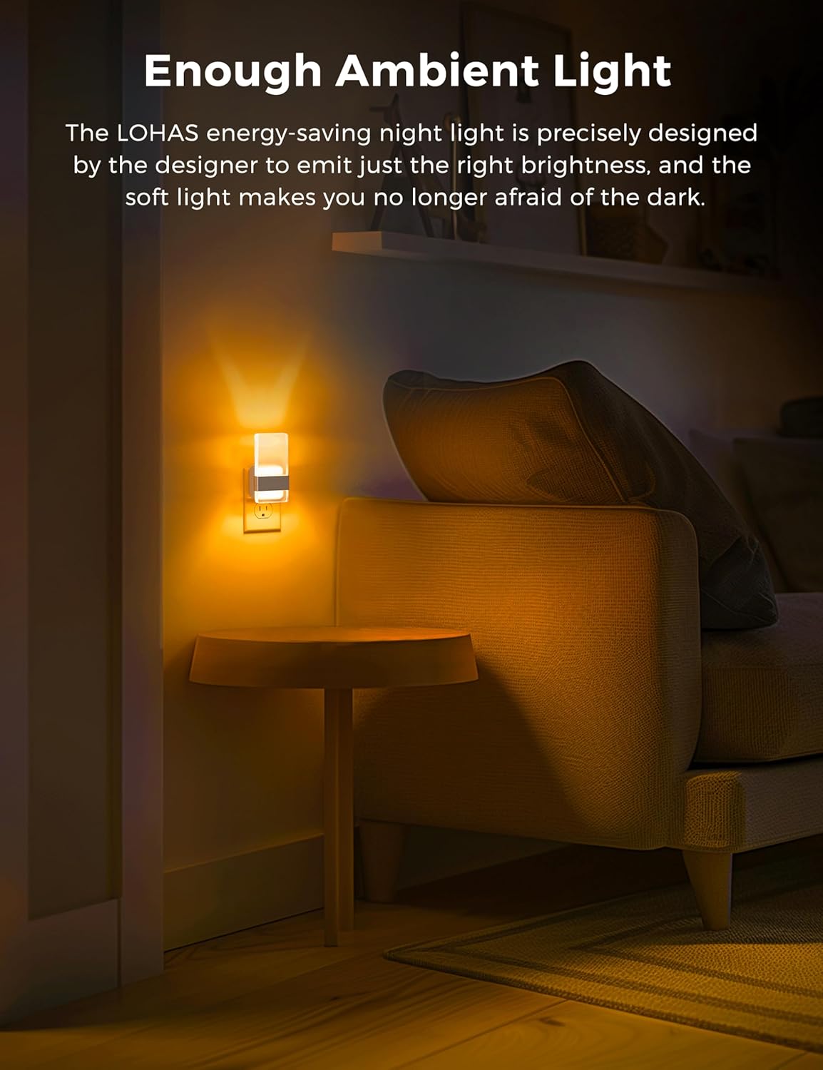 L LOHAS LED Night Light, Amber Night Lights Plug Into Wall, 2 Pack Dusk-to-Dawn Sensor Decorative Night Light, 0-100LM Dimmable Nightlights, Wall Sconce-Style Acrylic Nitelight for Bathroom, Hallway