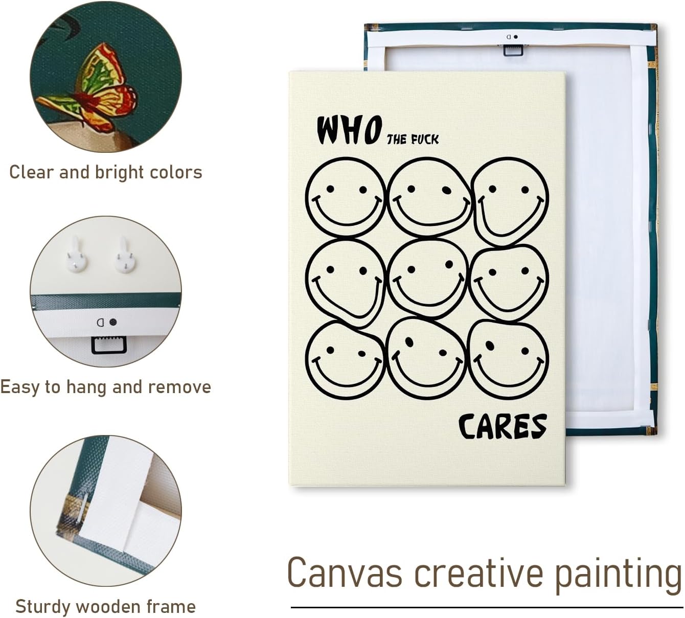 DIHSIEG Inspirational Canvas Wall Art Funny Bathroom Wall Art Print Poster, Frameless Canvas Decor,with Hook, Can be Placed on the Table,Motivational Prints,Dark 12x16 Inch