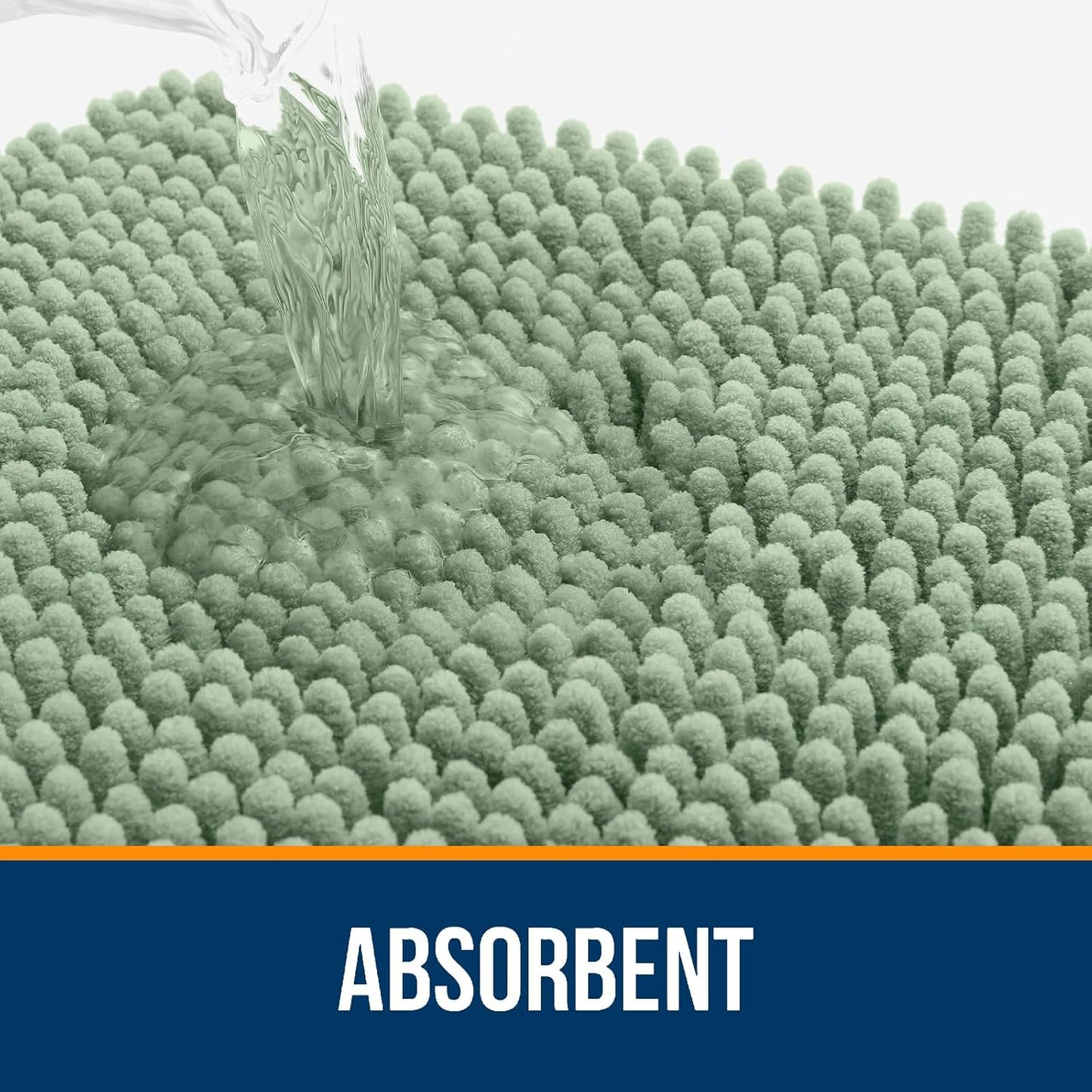 OLANLY Bathroom Rugs Sets 2 Piece, Soft Absorbent Chenille Bath Mats and U-Shaped Contour Toilet Mat Area Rug Set, Machine Washable Bath Carpet, Home Decor Accessories(24"x16"+24"x20", Sage Green)