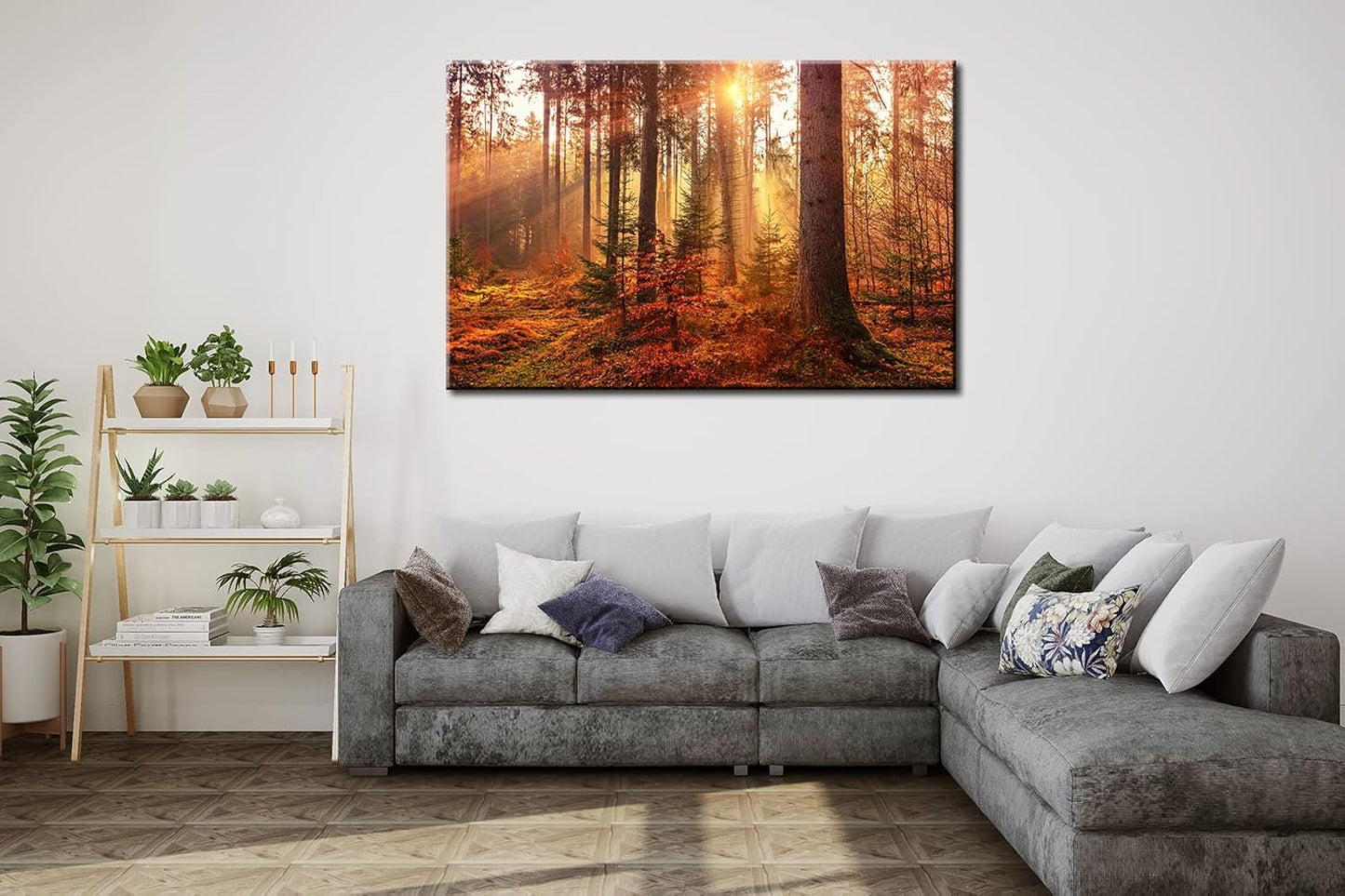 msspart Mystery Forest Light Wall Art, Nature Landscape Pictures Canvas Prints Wall Decor, Autumn Trees Paintings Hang for Office Bedroom, Bathroom, Living Room for Home Decoration - 24”x36”