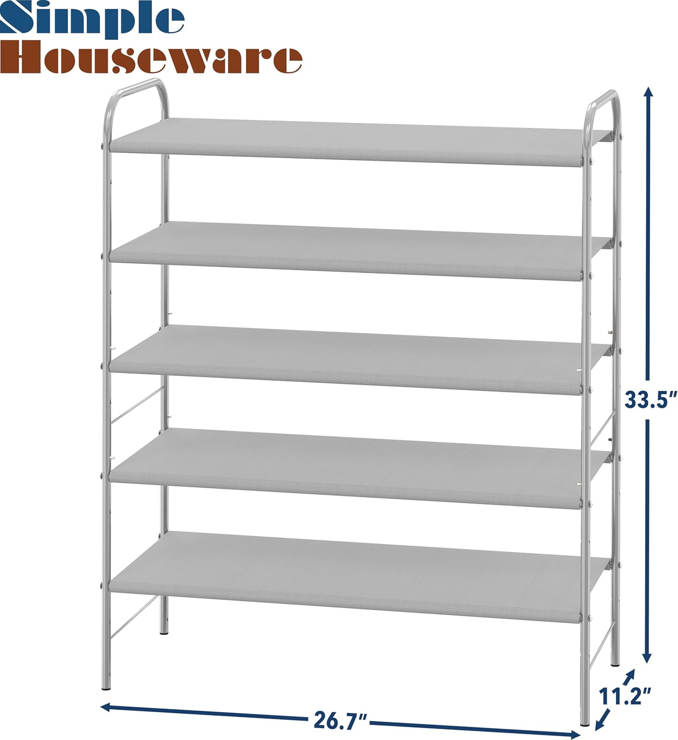 Simple Houseware 5-Tier Shoe Rack Storage Organizer, Grey