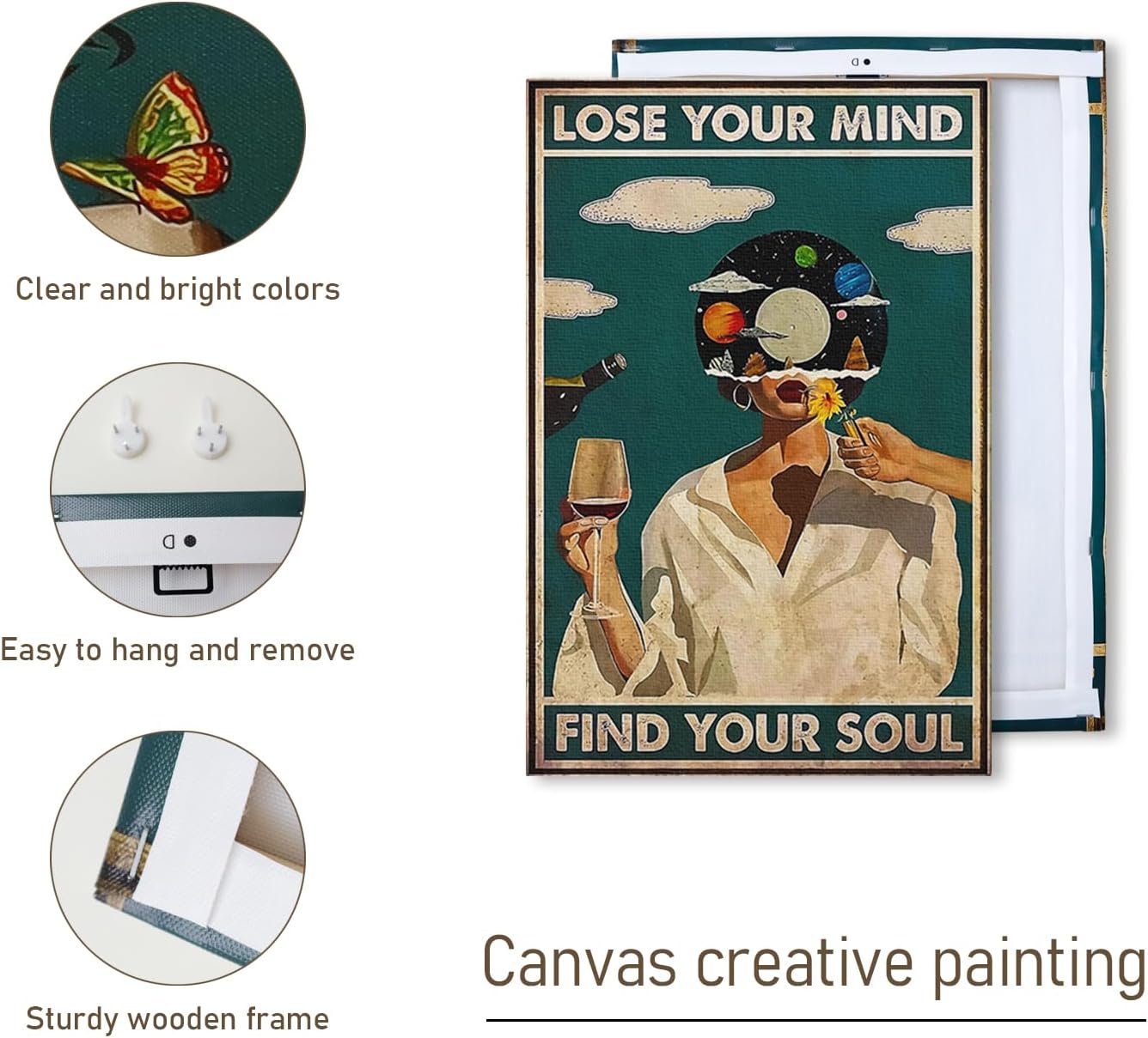 DIHSIEG Inspirational Canvas Wall Art Funny Bathroom Wall Art Print Poster, Frameless Canvas Decor,with Hook, Can be Placed on the Table,Motivational Prints,Dark 12x16 Inch