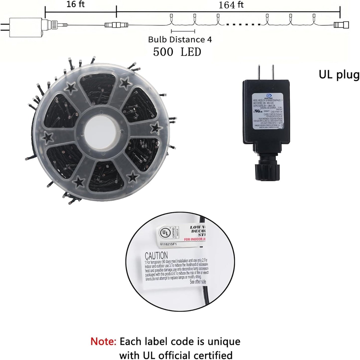 Kwaiffeo Blue String Lights: 500LED 164FT 8 Modes Blue Fairy Lights for Christmas Halloween Decorations Outdoor Indoor