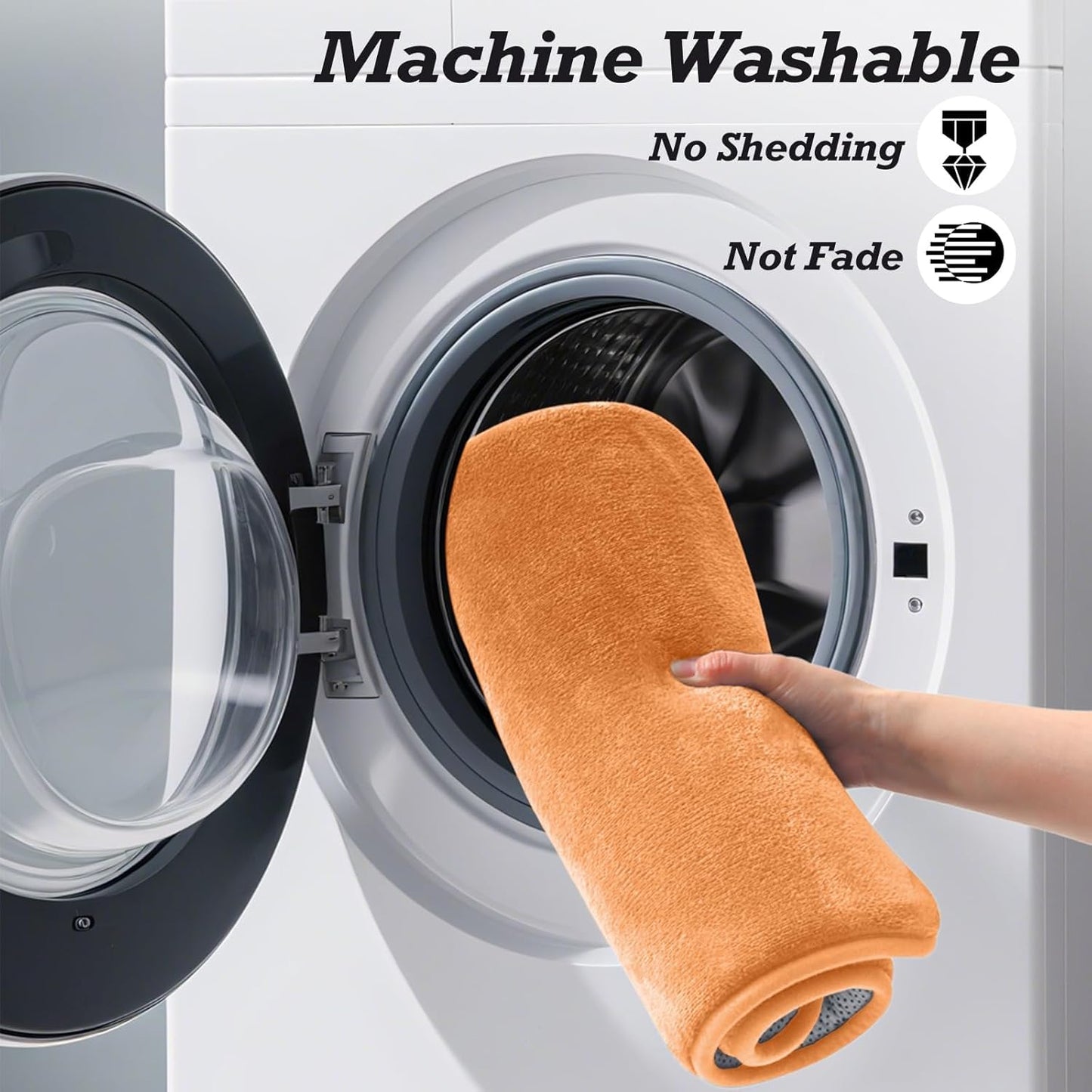 HUXMEYSON Bathroom Rugs Sets 2 Piece, Non-Slip & Quick Dry Bath Mat Set, Ultra Soft Velvet Bath Rugs for Bathroom, Toilet and Shower Floor, Orange