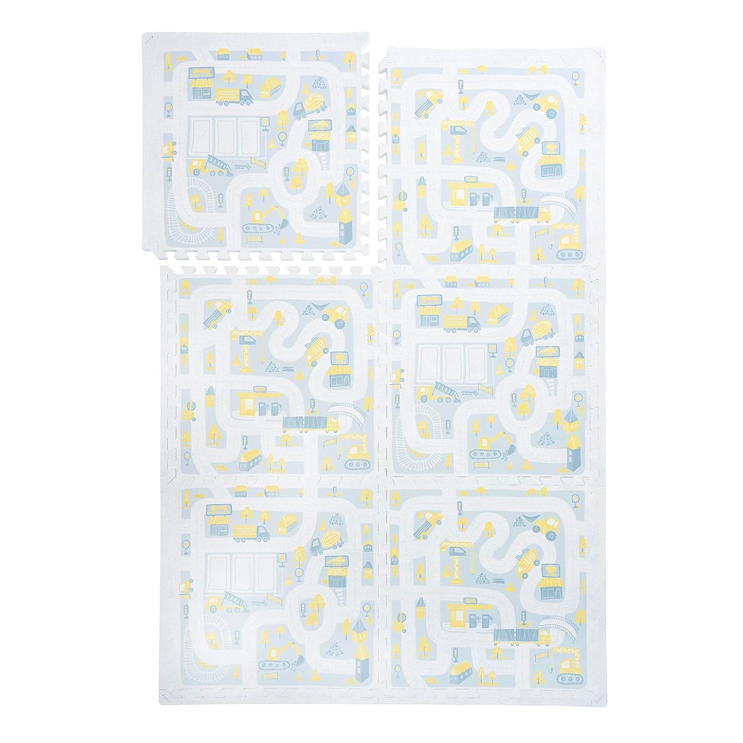 PopsyKosy Premium Baby Foam Play Mats - Stylish Floor & Exercise Puzzle Mat for Toddlers and Kids- 6 Soft, Non-Toxic, Odorless, Peel-Resistant Foam Tiles - 6ft x 4ft- 0.5” inch Thick, Pastel Blue Gray