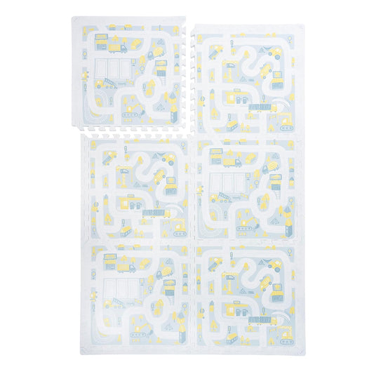 PopsyKosy Premium Baby Foam Play Mats - Stylish Floor & Exercise Puzzle Mat for Toddlers and Kids- 6 Soft, Non-Toxic, Odorless, Peel-Resistant Foam Tiles - 6ft x 4ft- 0.5” inch Thick, Pastel Blue Gray