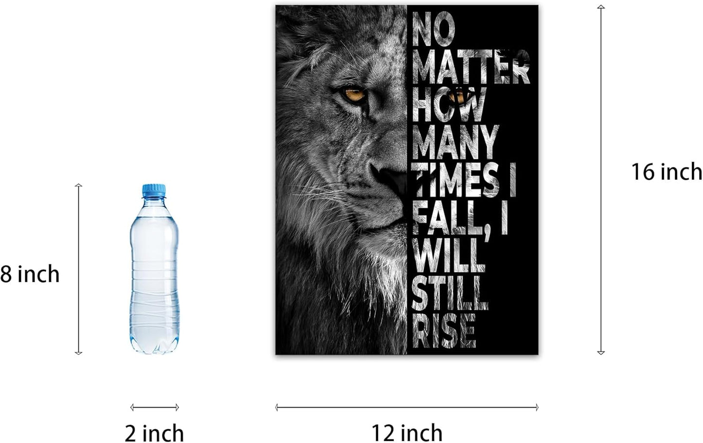 SKASNFAI Lion Canvas Wall Art Black and White Animal Inspirational Motivational Quotes Prints Posters Office Decor Framed Ready to Hang (12x16 inch)