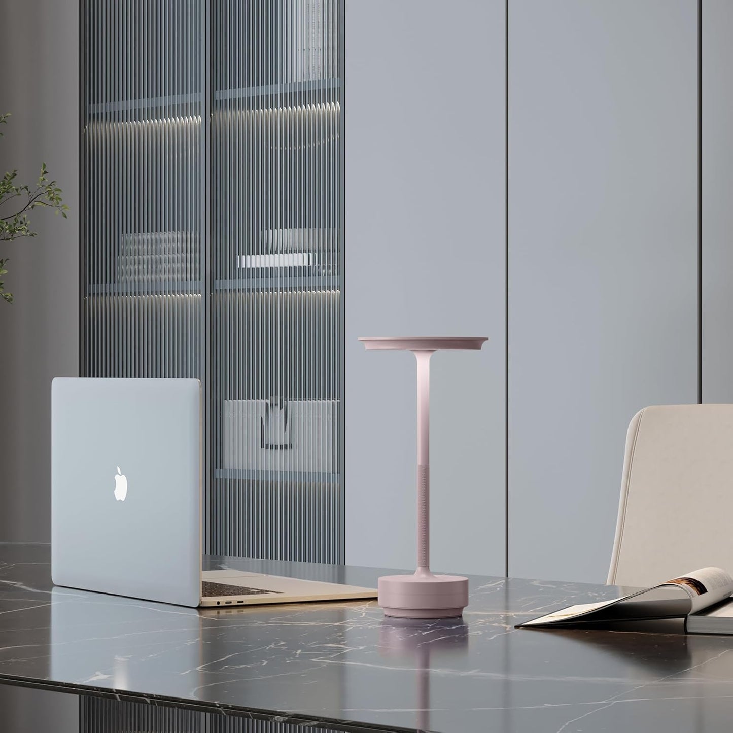 Rechargeable Cordless Table Lamps, 5000mAh Portable LED Table Light, 3 Color Stepless Dimming Battery Powered Metal Table Lamp for Outdoor Patio/Bedroom/Restaurant.(Light Pink)