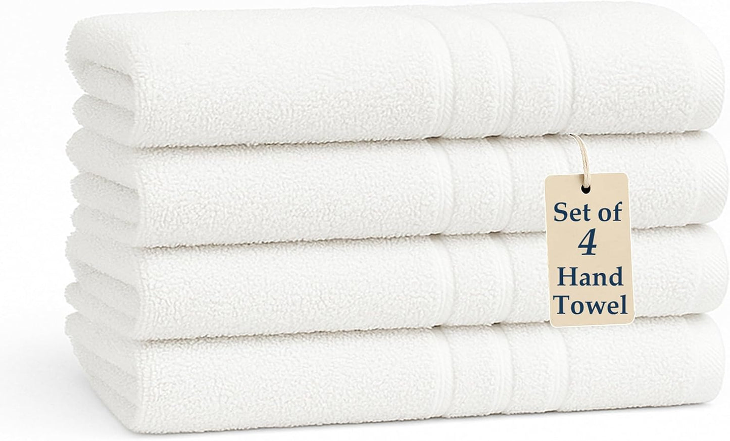 Casa Platino 4 Pack Hand Towels (16"x28") - Spa & Hotel Quality - 100% Cotton, Ring Spun - Quick Dry, Ultra Soft & Absorbent - Used for Salon, Gym, Bathroom, Face - Pre Shrunk - White Hand Towels Set