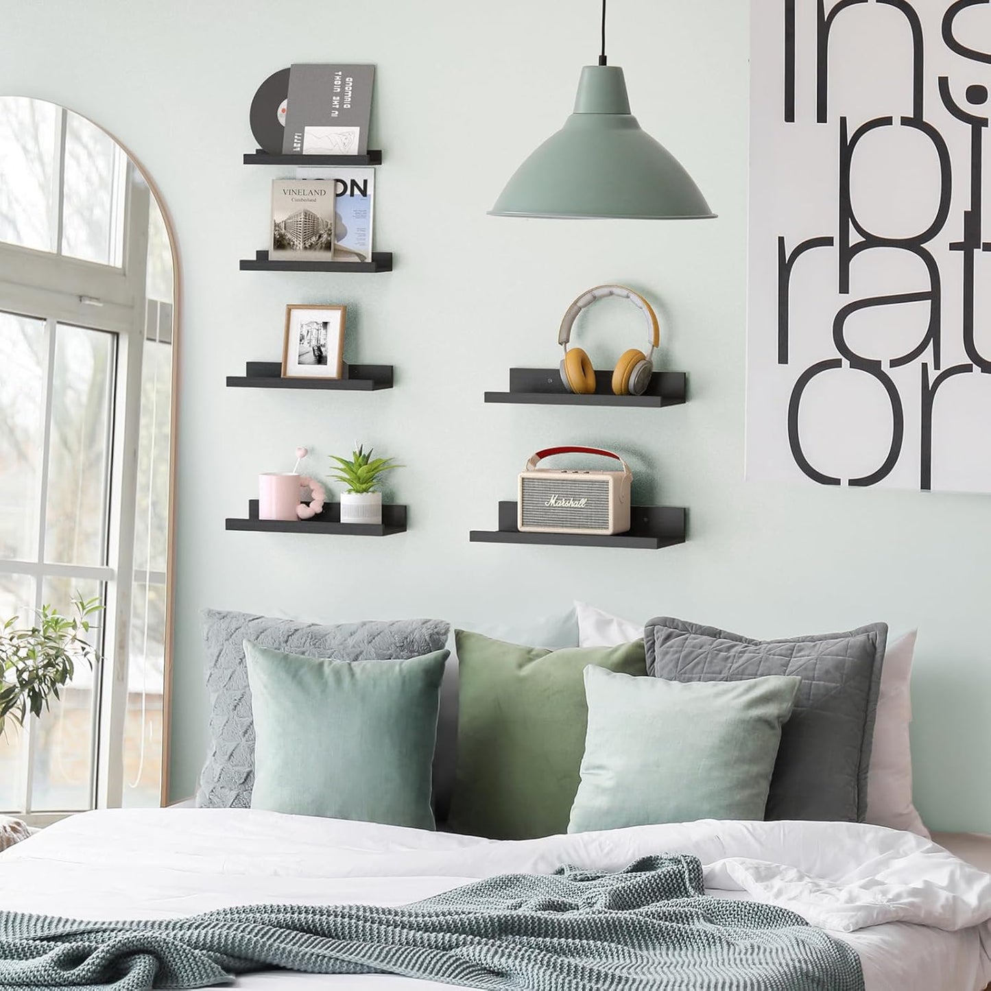 Fixwal Floating Shelves, 6 Sets of Wall Mounted Shelves for Home Decor, Modern Picture Ledge Shelves for Living Room, Bedroom, Bathroom, Kitchen (Black)