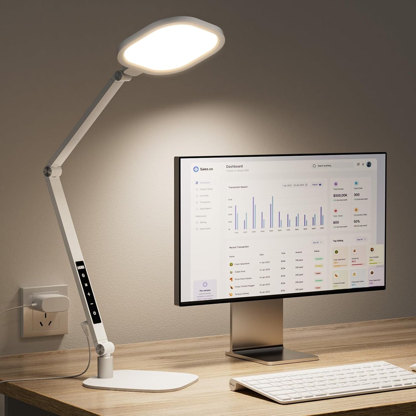 LED Desk Lamp for Home Office, 15W Desk Light with CRI >95, Memory & Timer Function, 1200LM Dimmable Computer Light for Video Calls, Conference, Reading, Study (White)