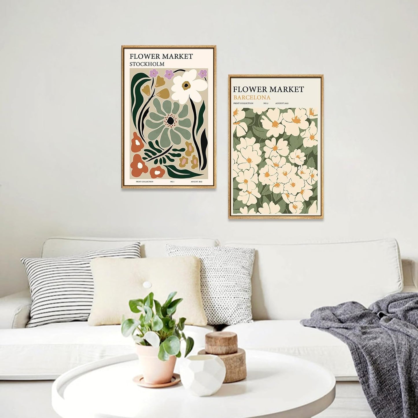 Zzuyi Framed Flower Market Wall Art,Green And White Fresh Art Print for Bathroom, Bed Room, Office Home Decoration Gift- 16"x 24"