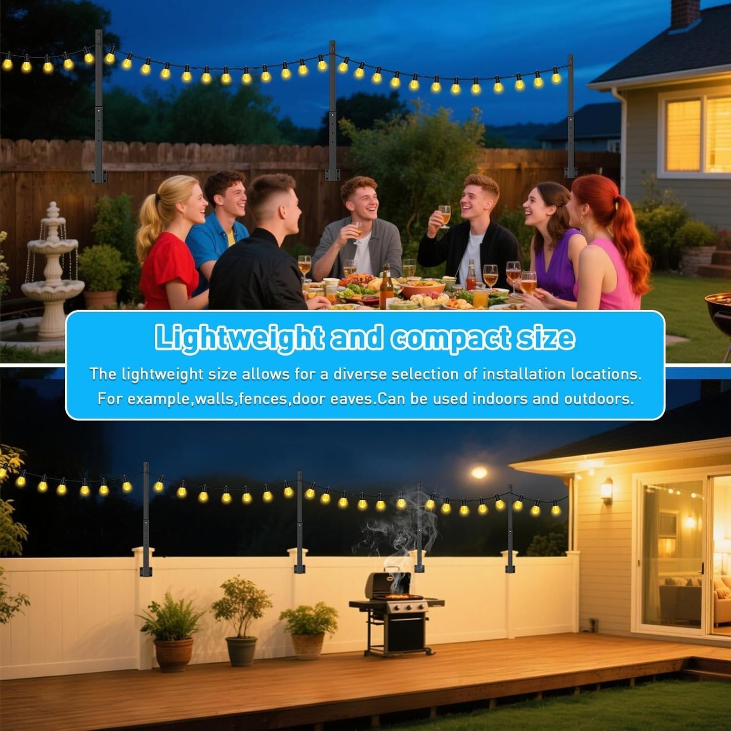 10 Pack String Light Poles,2.8Ft Metal Poles for Outdoor String Lights,Outdoor Light Poles with Post,Poles/Stand for Outside,Patio,Deck,Backyard,Garden Wedding,Party