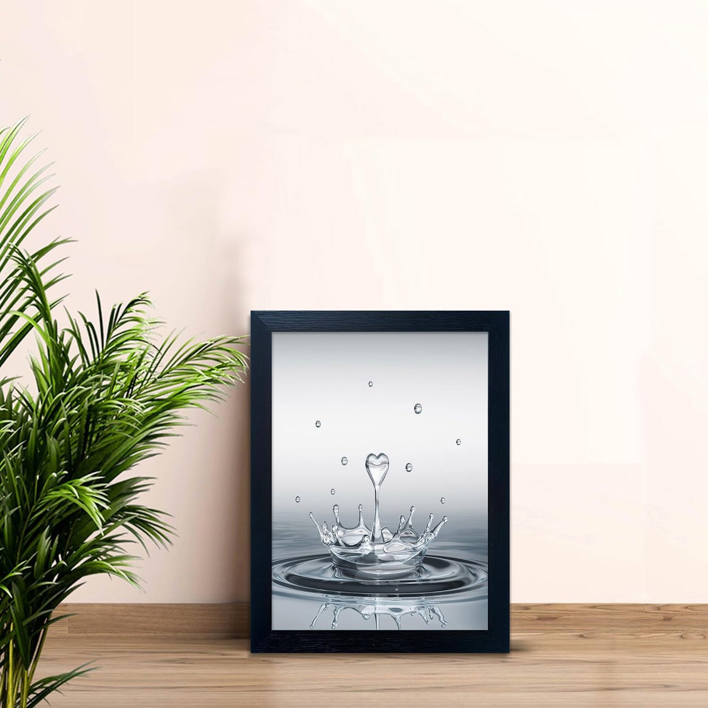 Bathroom Pictures Wall Decor, Guest Bathroom Decor Wall Painting, Heart Water Drop Splash Modern Canvas Pictures Print, Black Framed Artwork